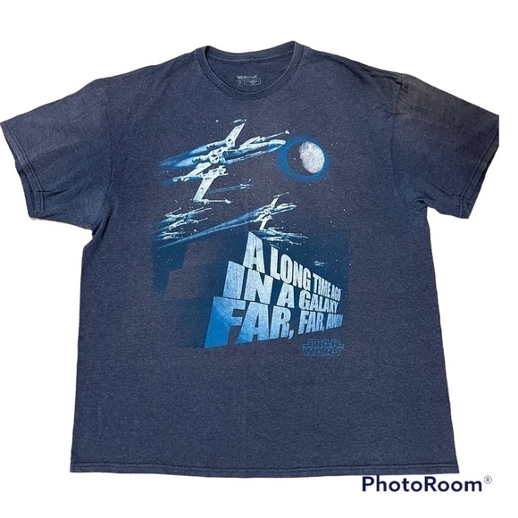 STAR Wars gray short sleeved T shirt "A Long Time Ago...." spell out quote, XL. - Picture 1 of 12